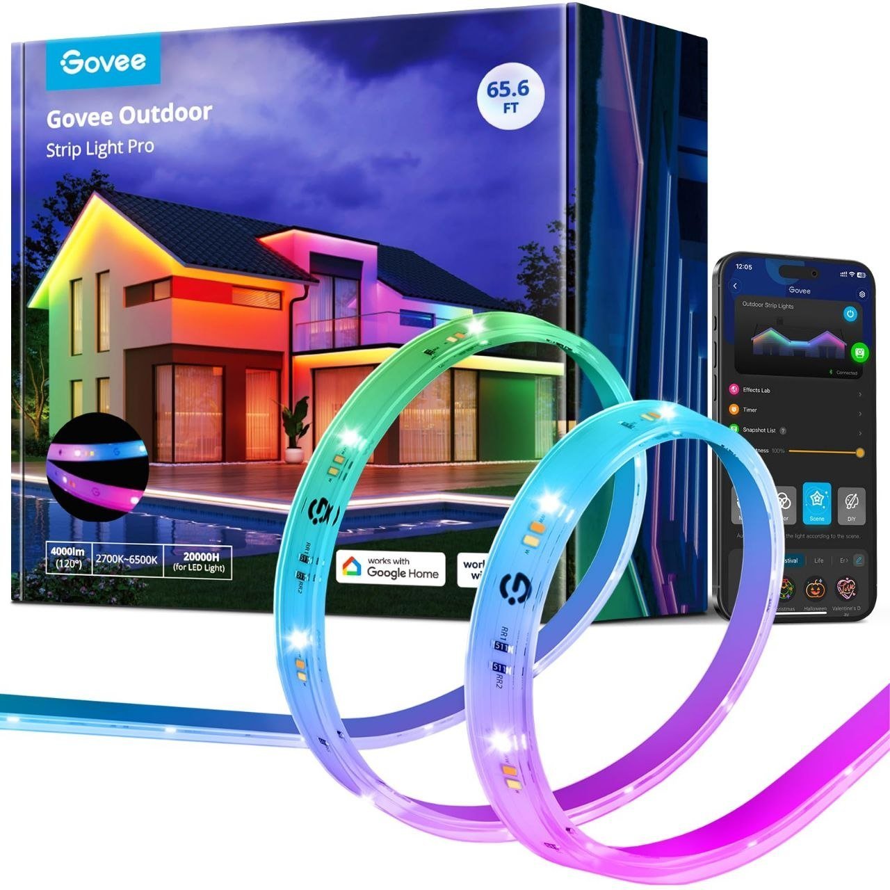 2026/06/1000218972-3.jpg نشرة كوفي او شريط إضاءة من ماركة Govee Outdoor Strip Light Pro الذكي المقاوم للماء بطول 65.6 قدمًا. - الصورة 1