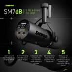 ⁦ميكروفون Shure SM7dB الاحترافي للبث والتسجيل مع مضخم صوت مدمج⁩ - الصورة ⁦4⁩