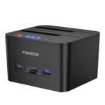 قاعدة FIDECO USB 3.0 ثنائية الفتحات لنسخ وإدارة الأقراص الصلبة
