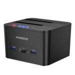 قاعدة FIDECO USB 3.0 ثنائية الفتحات لنسخ وإدارة الأقراص الصلبة
