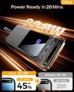 ⁦باور بانك سريع الشحن 15000mAh مع كابلين مدمجين وشاشة LED⁩ - الصورة ⁦4⁩