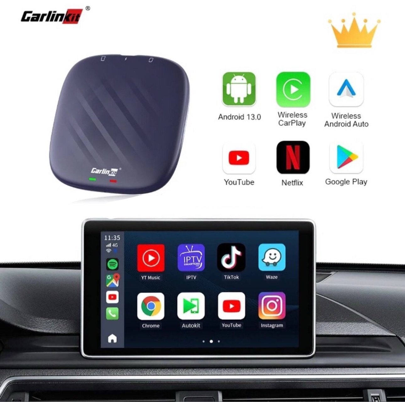 986a15f9-2cf1-4a09-b5ec-e24f605f76eb.jpeg جهاز الكارلنكت Carlinkit CM6125لتحويل شاشة السيارة الاصلية الى نظام اندرويد بدون فتح او برمجة الشاشة فقط من خلال ربط الجهاز بمنفذ USB - الصورة 1
