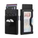 حامل بطاقات فائق النحافة بحماية RFID ونافذة هوية شفافة