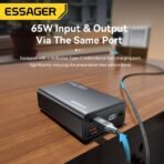 ⁦بور بنك شاحن طوارئ من ماركة ESSAGER بقوة 65 واط وسعة بطارية 20,000 ملي امبير⁩ - الصورة ⁦7⁩