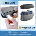 ⁦مقص أظافر كهربائي M13 – أداة 3 في 1 للتشذيب والتلميع مع إضاءة LED وشحن USB C⁩ - الصورة ⁦9⁩
