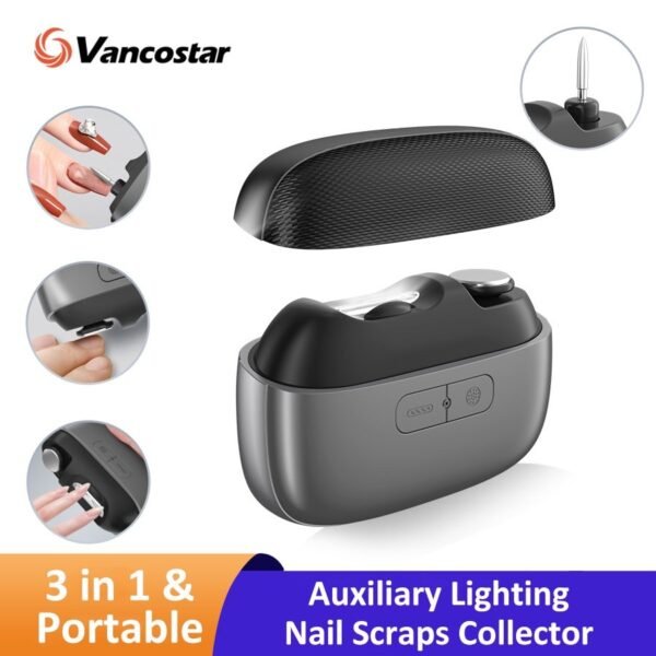 مقص أظافر كهربائي M13 – أداة 3 في 1 للتشذيب والتلميع مع إضاءة LED وشحن USB C
