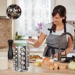 ⁦رف توابل دوار من بيكر بوتيك – منظم ستانلس ستيل بـ20 مرطبان زجاجي (فضي)⁩ - الصورة ⁦3⁩