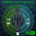 ⁦محول واي فاي USB ثنائي النطاق من Generic – سرعة 1200Mbps مع USB 3.0 وأداء مستقر⁩ - الصورة ⁦3⁩