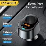 ⁦محول شاحن سيارة ESSAGER 120W مع USB + Type-C + ولاعة سجائر⁩ - الصورة ⁦2⁩