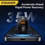 ⁦محول شاحن سيارة ESSAGER 120W مع USB + Type-C + ولاعة سجائر⁩ - الصورة ⁦4⁩