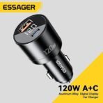 شاحن سيارة ESSAGER FSJ-009 بقدرة 120 واط مع شاشة رقمية – قوة وسرعة في شحن أجهزتك