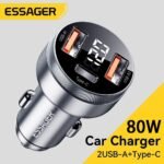 شاحن سيارة Essager 80W فائق السرعة مع PD/PPS/QC3.0 وشاشة LED لمراقبة الجهد