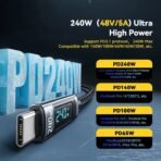 ⁦كابل ESSAGER Type-C إلى Type-C – شحن سريع رقمي 240W⁩ - الصورة ⁦3⁩