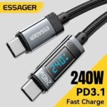 كابل ESSAGER Type-C إلى Type-C – شحن سريع رقمي 240W