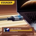 ⁦كابل ESSAGER ES-X61 تايب C إلى تايب C مع شاشة رقمية – شحن سريع 100W⁩ - الصورة ⁦4⁩