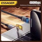 ⁦كابل ESSAGER ES-X61 تايب C إلى تايب C مع شاشة رقمية – شحن سريع 100W⁩ - الصورة ⁦5⁩