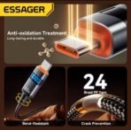 ⁦كابل ESSAGER ES-X61 تايب C إلى تايب C مع شاشة رقمية – شحن سريع 100W⁩ - الصورة ⁦6⁩