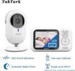 ⁦جهاز مراقبة الأطفال TakTark بشاشة 3.2 بوصة – رؤية ليلية وصوت ثنائي الاتجاه مع أمان كامل بدون واي فاي⁩ - الصورة ⁦2⁩
