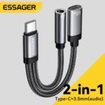 محول Essager 2 في 1 Type-C إلى 3.5mm + Type-C – استمع واشحن بقوة 60W
