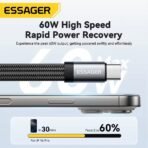 ⁦محول Essager 2 في 1 Type-C إلى 3.5mm + Type-C – استمع واشحن بقوة 60W⁩ - الصورة ⁦3⁩