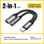 ⁦محول Essager 2 في 1 Type-C إلى 3.5mm + Type-C – استمع واشحن بقوة 60W⁩ - الصورة ⁦7⁩