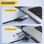 ⁦محول Essager إيثرنت 2 في 1 USB-A/Type-C إلى RJ45 – سرعة جيجابت 1000Mbps واتصال ثابت⁩ - الصورة ⁦3⁩