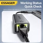 ⁦محول Essager إيثرنت 2 في 1 USB-A/Type-C إلى RJ45 – سرعة جيجابت 1000Mbps واتصال ثابت⁩ - الصورة ⁦6⁩