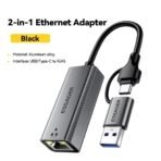 ⁦محول Essager إيثرنت 2 في 1 USB-A/Type-C إلى RJ45 – سرعة جيجابت 1000Mbps واتصال ثابت⁩ - الصورة ⁦7⁩