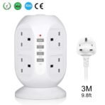 سيار كهرباء  بشكل برجي lngxUK بطول كيبل 3 أمتار – 8 منافذ + 4 USB