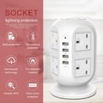 ⁦سيار كهرباء  بشكل برجي lngxUK بطول كيبل 3 أمتار – 8 منافذ + 4 USB⁩ - الصورة ⁦3⁩