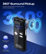 ⁦مسجل صوت رقمي 128GB عالي الدقة بتقنية إلغاء الضوضاء – تسجيل احترافي 3072Kbps مع تشغيل فوري وشحن Type-C⁩ - الصورة ⁦4⁩