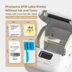 ⁦طابعة ملصقات حرارية من ماركة Phomemo M110 - محمولة بتقنية البلوتوث للملابس والمجوهرات والماركت والمنزل باللون الأبيض⁩ - الصورة ⁦5⁩
