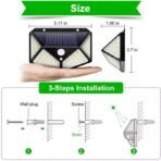 ⁦مصابيح LED خارجية تعمل بالطاقة الشمسية مع مستشعر حركة، 3 اوضاع يحتوي المصباح الواحد 100 LED، اضاءة 270 درجة للحديقة او الممر⁩ - الصورة ⁦3⁩