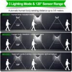 ⁦مصابيح LED خارجية تعمل بالطاقة الشمسية مع مستشعر حركة، 3 اوضاع يحتوي المصباح الواحد 100 LED، اضاءة 270 درجة للحديقة او الممر⁩ - الصورة ⁦6⁩