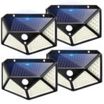 مصابيح LED خارجية تعمل بالطاقة الشمسية مع مستشعر حركة، 3 اوضاع يحتوي المصباح الواحد 100 LED، اضاءة 270 درجة للحديقة او الممر