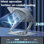 ⁦حامل تبريد الكمبيوتر المحمول الدوار 360° مع مروحة تبريد قوية – قابل لتعديل الارتفاع والزاوية لأجهزة 10 إلى 17.3 بوصة⁩ - الصورة ⁦2⁩