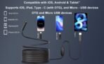 ⁦كاميرا اماكن ضيقة HD 1920P 8LED مقاومة للماء IP67 كابل 5 متر مرن شبه صلب⁩ - الصورة ⁦5⁩