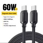 ⁦كابل ESSAGER Type-C إلى Type-C  | شحن 60 واط ونقل بيانات 480Mbps مع تصميم مغناطيسي للتخزين⁩ - الصورة ⁦2⁩