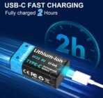 ⁦بطاريات قابلة لإعادة الشحن 9 فولت بسعة  4400 ملي امبير بمنفذ USB-C – عبوتان بشحن سريع ومؤشر ذكي⁩ - الصورة ⁦2⁩