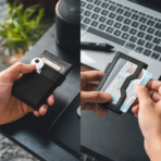 ⁦حامل بطاقات فائق النحافة بحماية RFID ونافذة هوية شفافة⁩ - الصورة ⁦5⁩