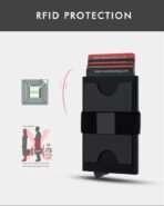⁦محفظة بطاقات الألومنيوم الرفيعة 2026 بحماية RFID وزر ضغط ذكي⁩ - الصورة ⁦6⁩
