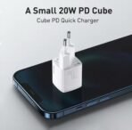 ⁦شاحن BASEUS Cube PD سريع 20W بمنفذ USB-C – تصميم مدمج وأداء قوي⁩ - الصورة ⁦5⁩