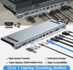 ⁦ادبتر USB-C متعددة المنافذ 12-في-1 بقدرة 100 واط – دعم ثلاث شاشات عالية الدقة⁩ - الصورة ⁦5⁩