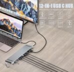 ⁦ادبتر USB-C متعددة المنافذ 12-في-1 بقدرة 100 واط – دعم ثلاث شاشات عالية الدقة⁩ - الصورة ⁦3⁩