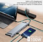 ⁦ادبتر USB-C متعددة المنافذ 12-في-1 بقدرة 100 واط – دعم ثلاث شاشات عالية الدقة⁩ - الصورة ⁦2⁩