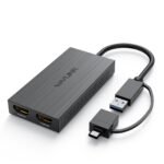 WAVLINK محول USB-C / USB 3.0 إلى HDMI مزدوج – موزع شاشتين بدقة 2K، متوافق مع Thunderbolt 3/4 وUSB4 وWindows وMac OS
