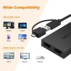 ⁦WAVLINK محول USB-C / USB 3.0 إلى HDMI مزدوج – موزع شاشتين بدقة 2K، متوافق مع Thunderbolt 3/4 وUSB4 وWindows وMac OS⁩ - الصورة ⁦4⁩