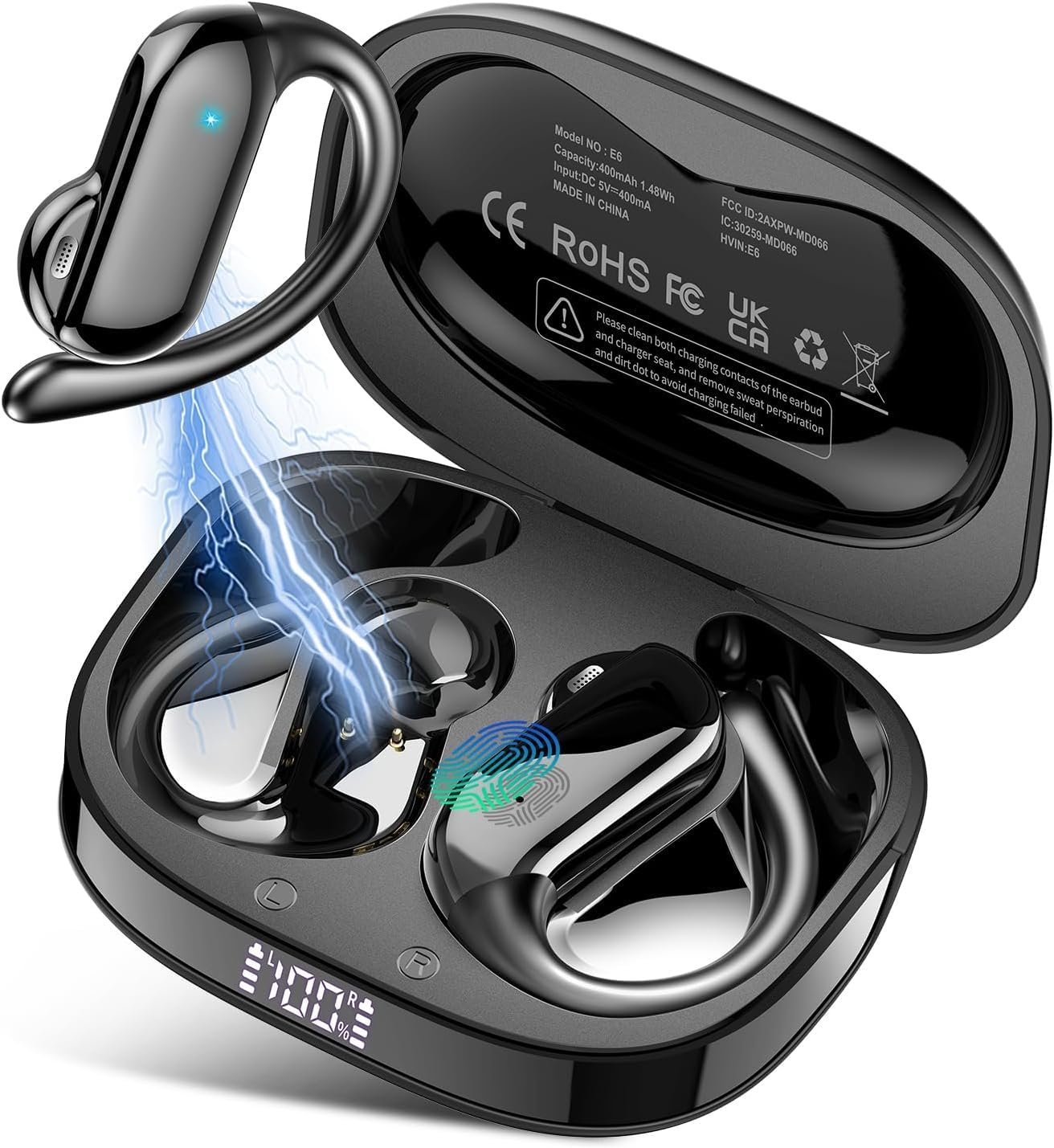 2026/07/1000226908.jpg سماعات بلوتوث مفتوحة الأذن بتقنية Bluetooth 5.4 مع خطافات أذن - الصورة 1