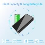 ⁦مسجل صوت رقمي 64GB مع تقليل الضوضاء والتسجيل الصوتي الذكي⁩ - الصورة ⁦4⁩