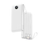 باور بانك VRURC بسعة 20000mAh مع كابلات مدمجة وشحن سريع